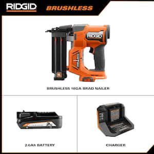18V Brushless Cordless 18-Gauge 2-1/8 in. Brad Nailer Kit with 18V Lithium-Ion 2.0 Ah Battery and 18V Charger