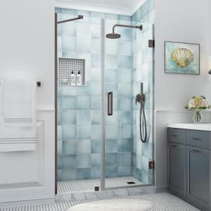 Belmore XL 51.25 - 52.25 in. W x 80 in. H Frameless Hinged Shower Door with Clear StarCast Glass in Bronze
