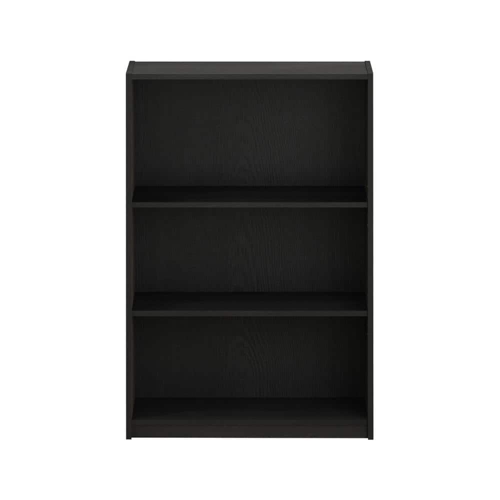 Adjustable Blackwood 3-Tier Wood Bookcase with Adjustable Shelves