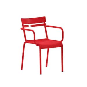 Red Steel Outdoor Dining Chair in Red