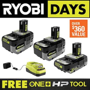 ONE+ 18V Lithium-Ion HIGH PERFORMANCE Starter Kit with 2.0 Ah Battery, (2) 4.0 Ah Batteries, and Charger