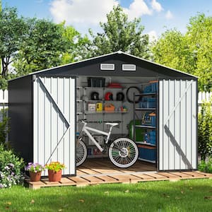 10 ft. W x 8 ft. D Outdoor Storage Metal Shed Garden Tool Galvanized Steel Shed with Sliding Doors (80 sq. ft.)
