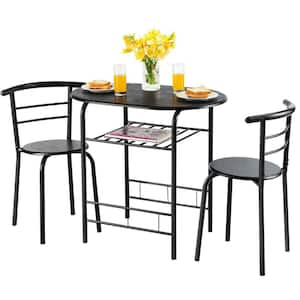 3 Pcs Dining Set Table and 2 Chairs Compact Bistro Pub Breakfast Home Kitchen