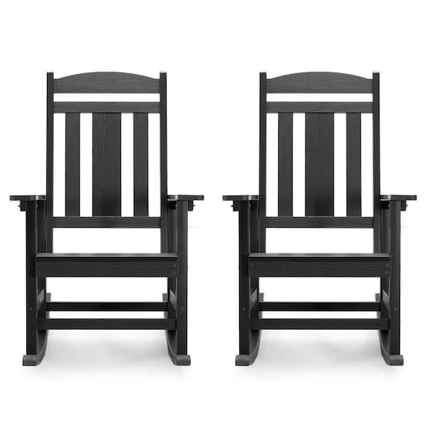 OrangeOne Dark Gray Plastic Outdoor Indoor All Weather Resistant Patio Outdoor Rocking Chair (Set of 2)