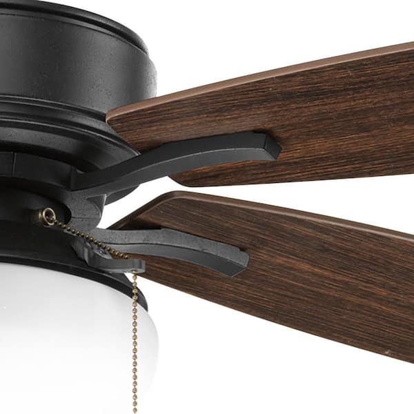 Billows 52 in. Indoor Forged Black Traditional Ceiling Fan with Oak Finish Blades Downrod Mount Included
