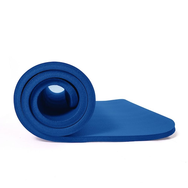 Blue High Density Yoga Mat 72 in. L x 24 in. W x 0.6 in. Pilates Exercise  Mat Non Slip (12 sq. ft.)