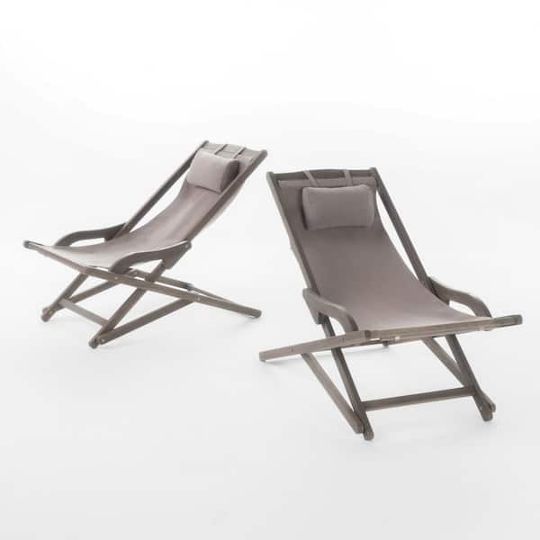 Boosicavelly Grey Wood Outdoor Patio Beach Chair