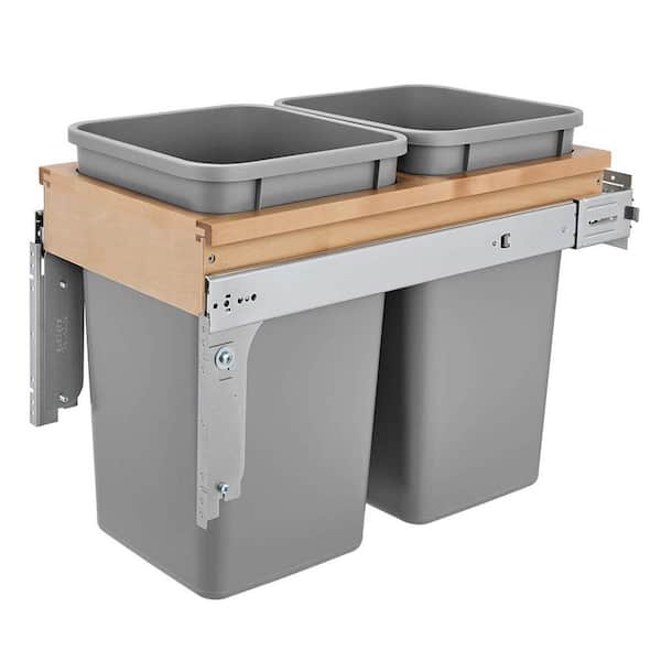 Rev-A-Shelf Gray Double Pull Out Top Mount Trash Can 27 Qt