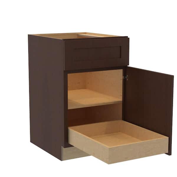 Home Decorators Collection Newport 21 in. W x 24 in. D x 34.5 in. H Assembled Plywood Base Kitchen Cabinet in Manganite with 1ROT Soft Close RH