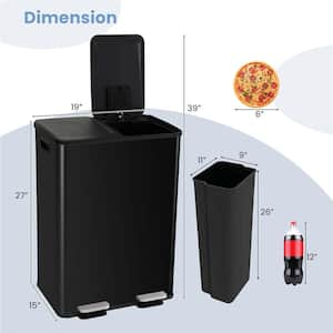 16 gal. Metal Household Trash Can Step Lid in Black