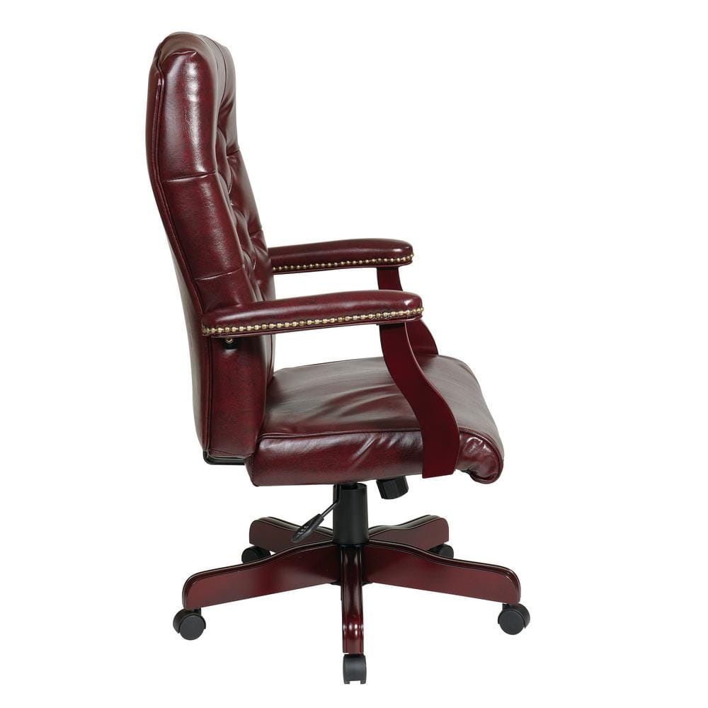Elegant Oxblood Red Vinyl High-Back Executive Swivel Chair