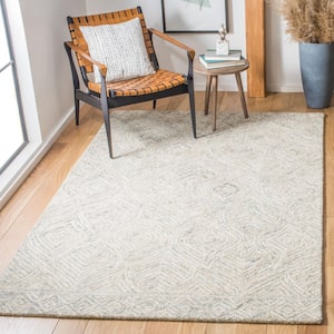 Ikat Beige/Grey Doormat 3 ft. x 5 ft. Trellis Striped Area Rug