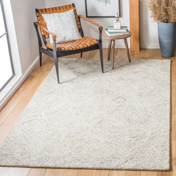 Ikat Beige/Grey 4 ft. x 6 ft. Trellis Striped Area Rug