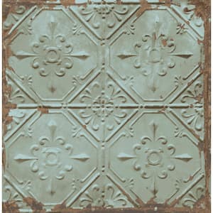 Donahue Turquoise Tin Ceiling Turquoise Wallpaper Sample