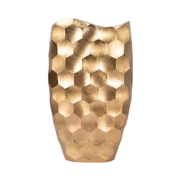 24 in. Gold Metal Honeycomb Novelty Decorative Vase