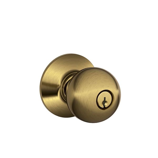 Schlage Orbit Antique Brass Keyed Entry Door Knob