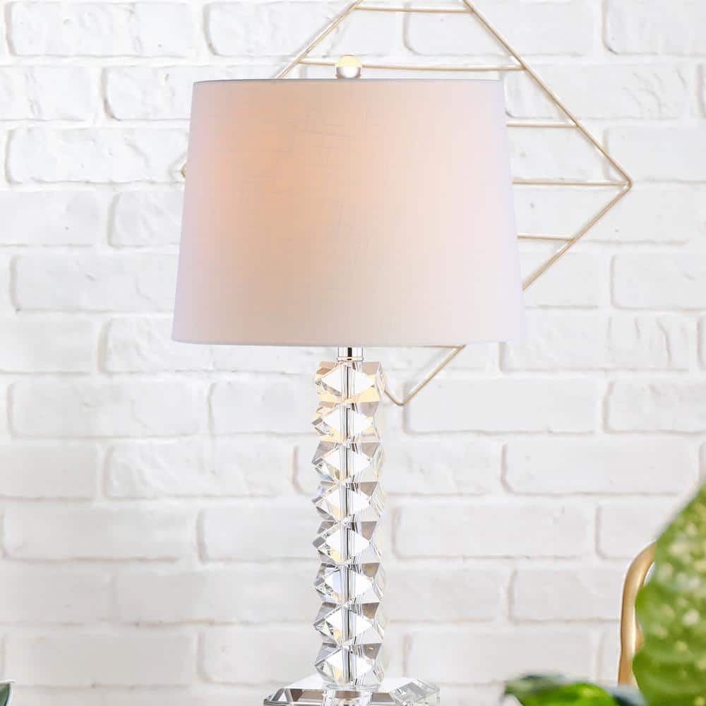 Julia 25.5" Clear Crystal LED Table Lamp with White Shade