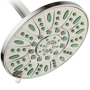 Antimicrobial 6-Spray Patterns 7 in. Single Wall Mount Rainfall Fixed Showerhead with High Pressure in Brushed Nickel