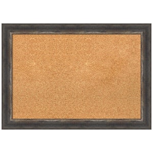 Bark Rustic Char 27.38 in. x 19.38 in. Framed Corkboard Memo Board