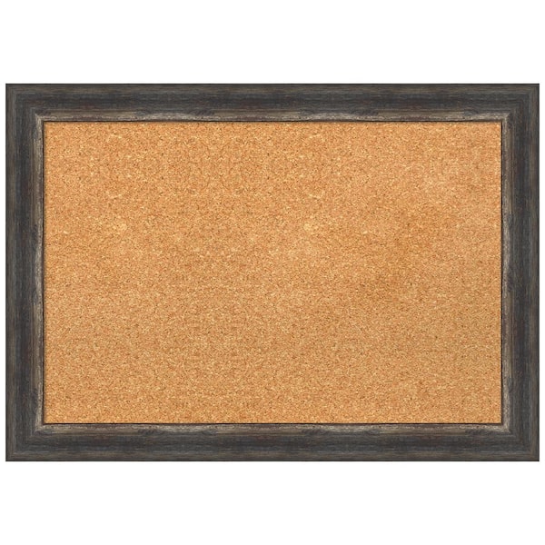 Amanti Art Bark Rustic Char 27.38 in. x 19.38 in. Framed Corkboard Memo Board