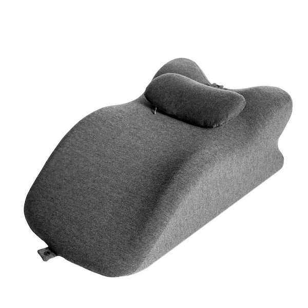 Grey Memory Foam Ergonomic Wedge Pillow for Sleeping, Reading and Back Support with Removable Cover