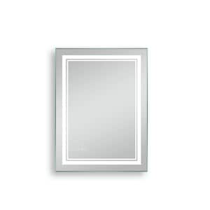 24 in. W x32 in. H LED Large Rectangular Frameless Anti-Fog wall Bathroom Vanity Mirror in Silver