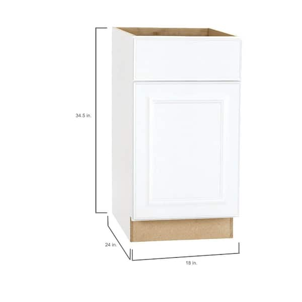 Hampton Bay Hampton 30 in. W x 24 in. D x 34.5 in. H Assembled Base Kitchen  Cabinet in Satin White with Drawer Glides KB30-SW - The Home Depot