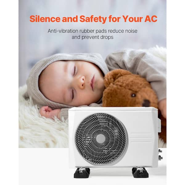 SKYSHALO Floor Mount Base Kit for Mini Split AC, Max Load 2204 lbs. Rubber  Anti-Vibration Pad, 9000-36000BTU KDDMZJFZT900PCXIAV0-250506