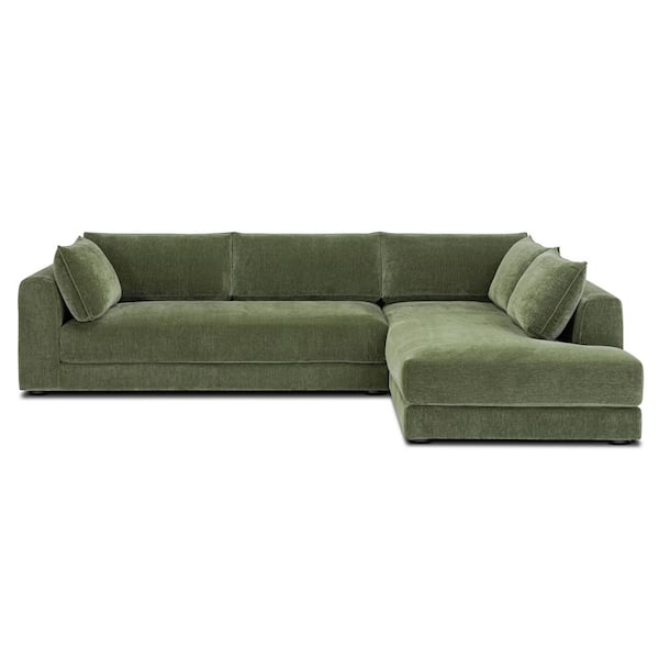 Marcel 122 in. Straight Arm 2-piece Fabric Right-facing Sectional Sofa in. Sagano Green