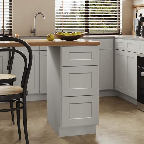 Hausvita 15 in. W x 24 in. D x 34.5 in. H Ready to Assemble Plywood Base Kitchen Cabinet with 3-Drawers in Shaker Dove