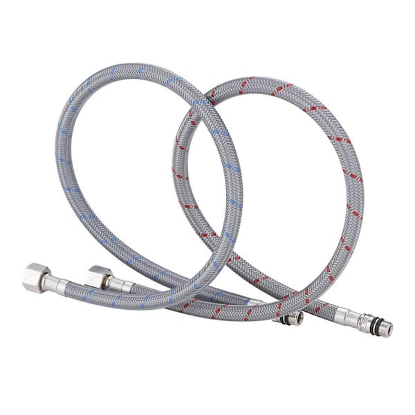 (2 Pack) 20 in. 3/8 in. Female Compression x M10 Male Connector Braided Nylon Faucet Supply Line