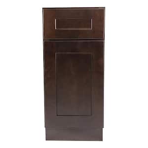 Brookings Plywood Ready to Assemble Shaker 15x34.5x24 in. 1-Door 1-Drawer Base Kitchen Cabinet in Espresso