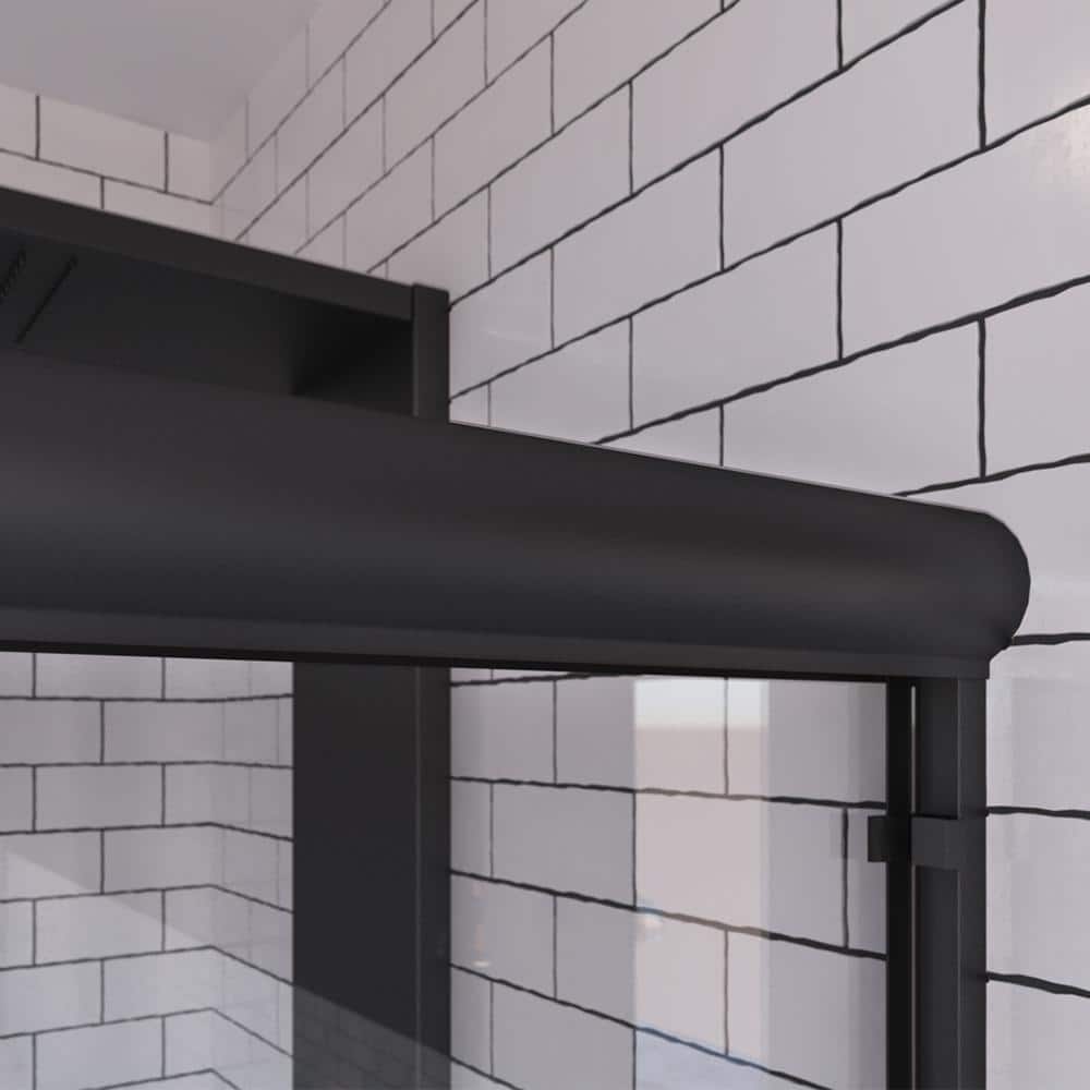 Matte Black Frameless Sliding Bathtub Door with Clear Glass
