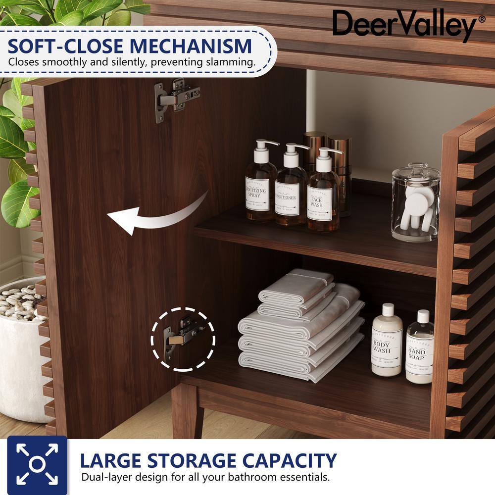 24" Walnut Freestanding Bathroom Vanity with Ceramic Sink