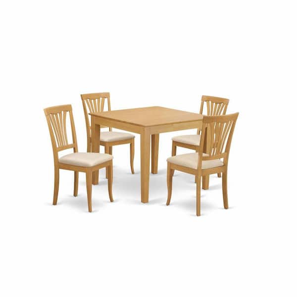 East West Furniture 5-Piece Natural Oak Finish Solid Wood Top - Dining Room Set - Seats 4