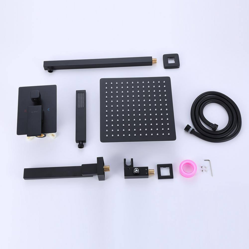 Matte Black Stainless Steel Rain Shower Faucet Set