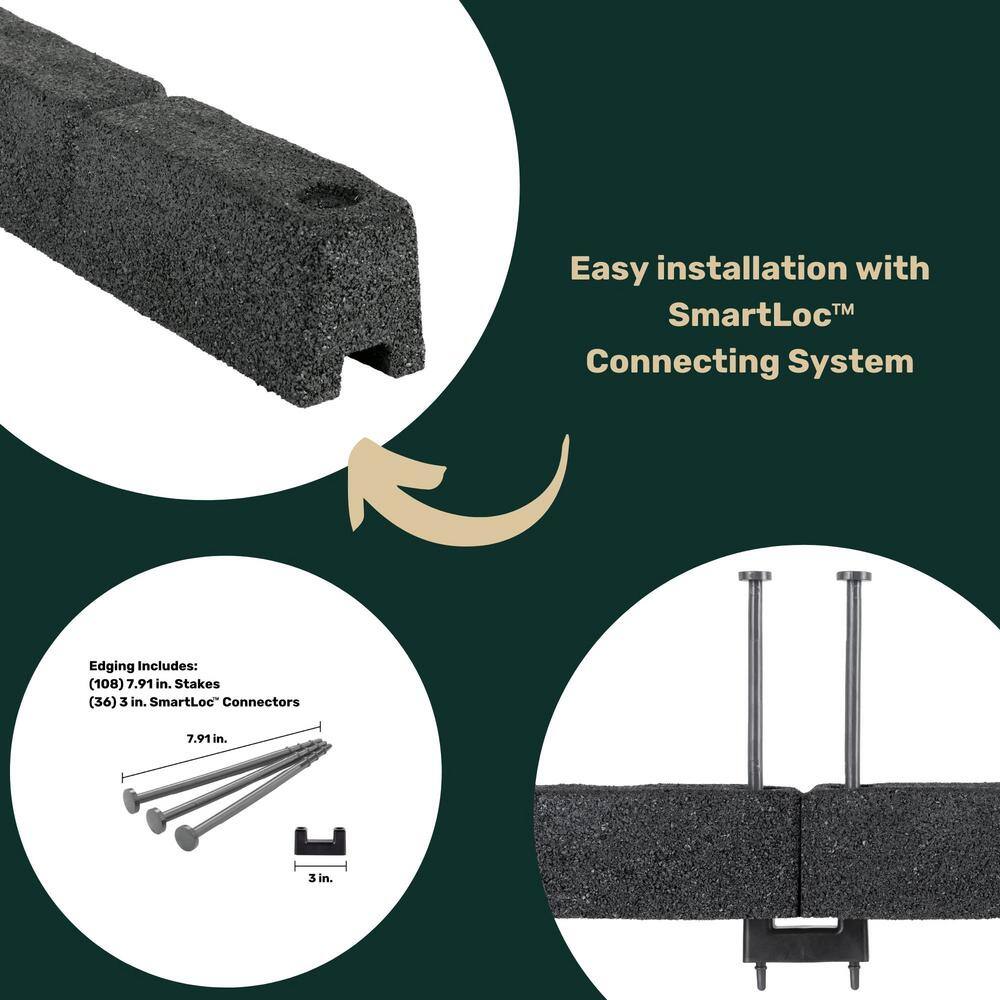 Gray Rubber Cobblestone Garden Edging, 144-ft, 36 Pack