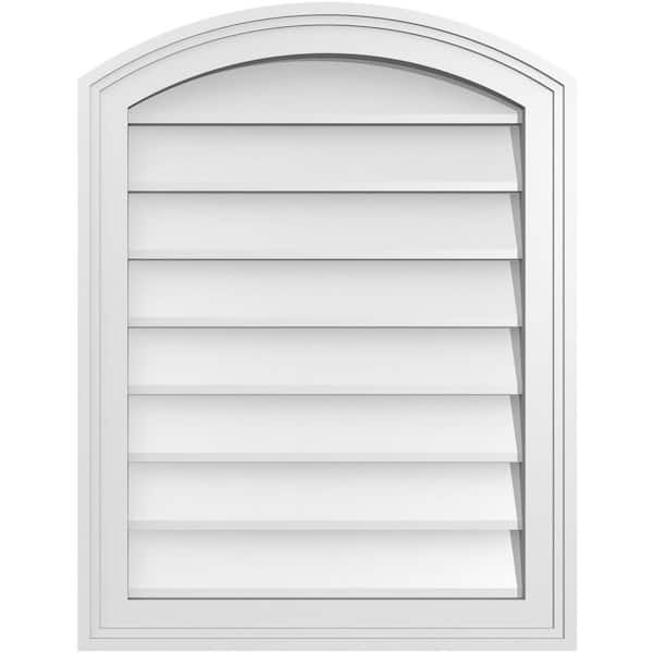 Ekena Millwork 20" x 26" Arch Top Surface Mount PVC Gable Vent: Functional with Brickmould Frame