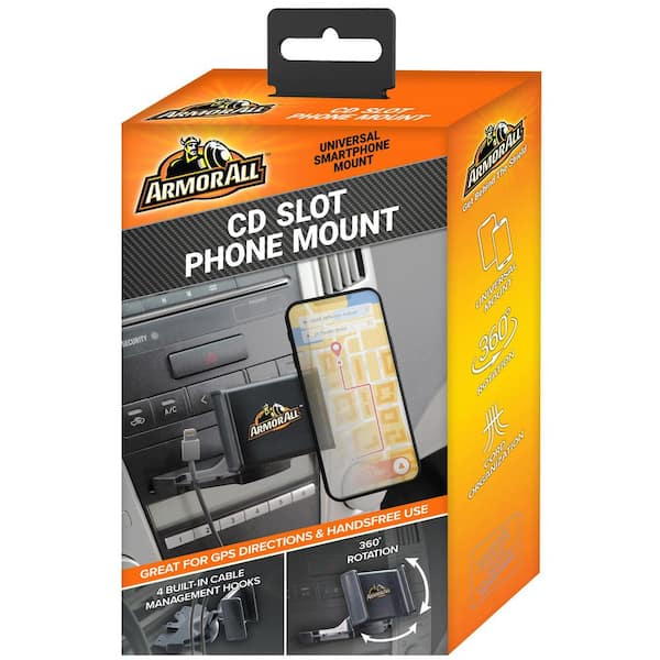 Armor All Universal CD Slot Phone Mount, Adjusts 360-Degrees AMH3-1016-BLK  - The Home Depot