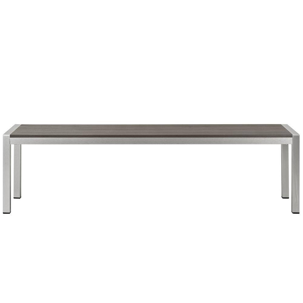 Sleek Minimalist Industrial Silver Gray Aluminum Outdoor Bench
