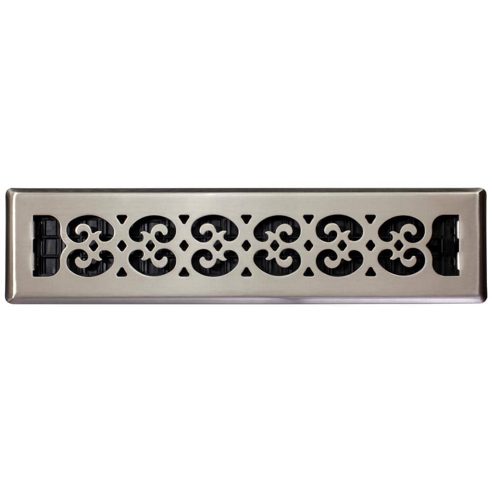 Brushed Nickel Decorative Steel Floor Register 2x14