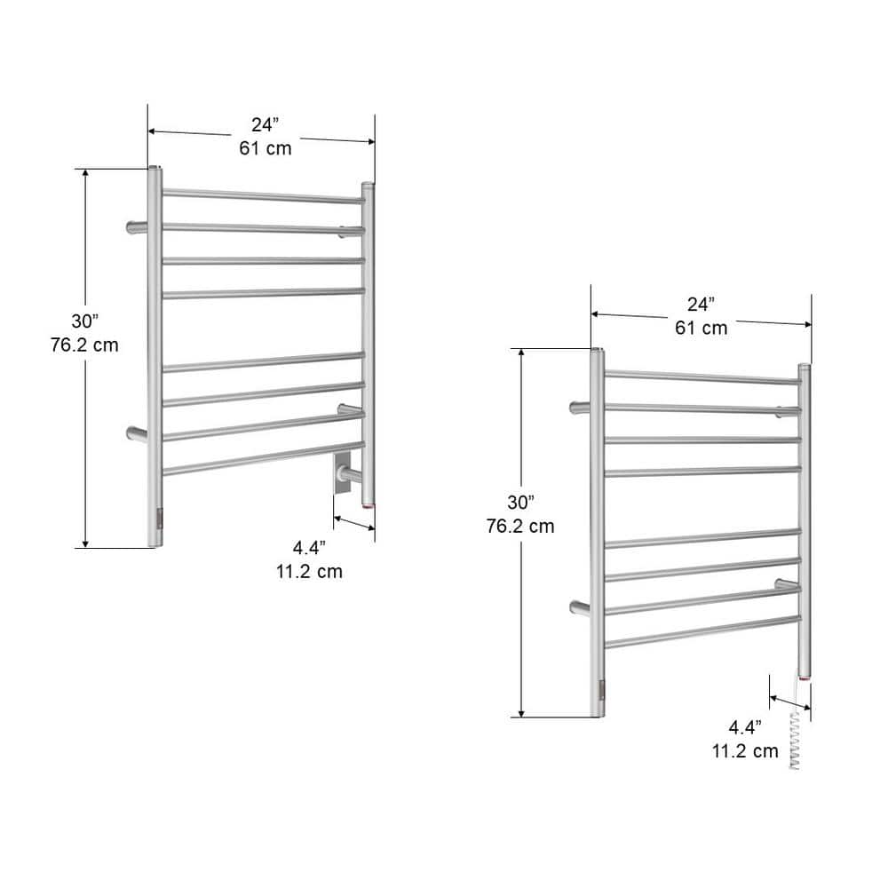 Brushed Stainless Steel Wall Mounted 8-Bar Towel Warmer