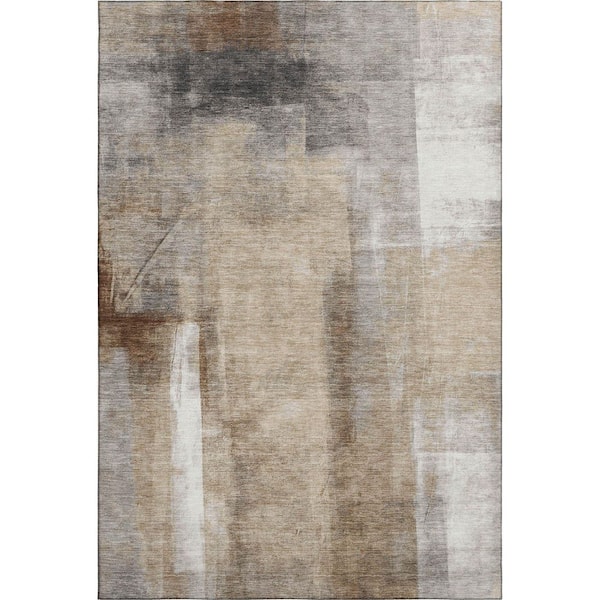 Mayfield Premium Machine Washable Abstract AMF1984 Beige 10 ft. x 14 ft. Area Rug
