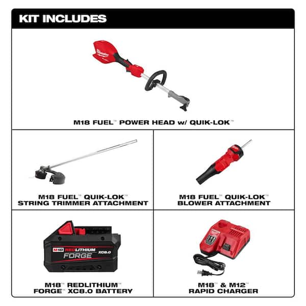 M18 FUEL 18V 16 in. Brushless Cordless Battery Powered QUIK-LOK String Trimmer 8.0 Ah FORGE Kit w/ Blower Attachment