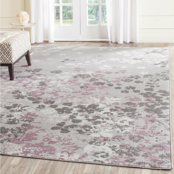 Light Grey Purple SAFAVIEH Adirondack Collection ADR115M Floral Non-Shedding Living Room Bedroom Accent Area Rug 3' x 5'