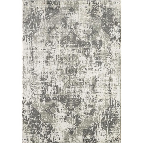 Abani Urbana Grey 5.3 ft. x 7.6 ft. Distressed Polypropylene Area Rug