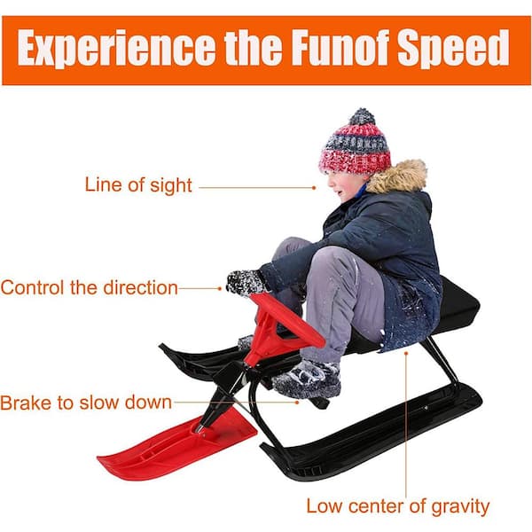 Afoxsos Snow Racer Sled Winter Sport Ski Sled Slider Board