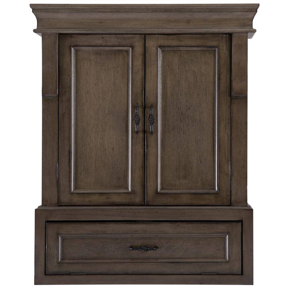 Home Decorators Collection Naples 26.5 in. W x 8 in. D x 32.8 in. H Bathroom Storage Wall Cabinet in Distressed Grey -  NADGO2633