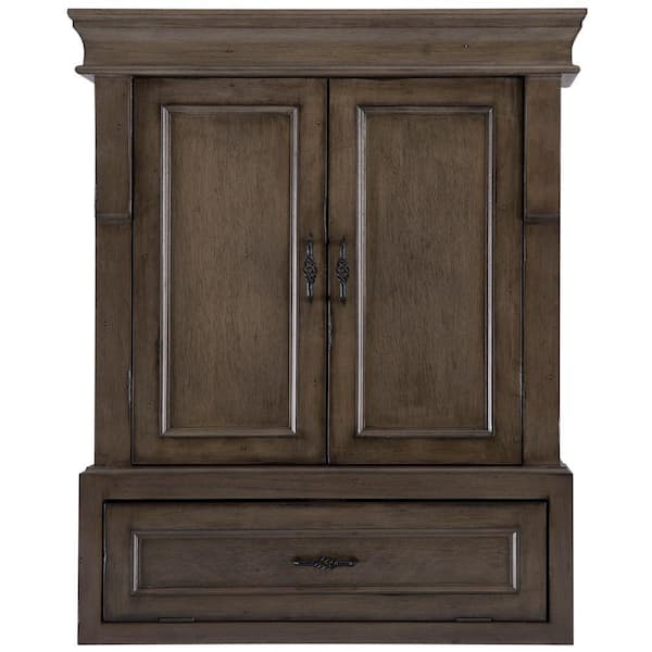 Home Decorators Collection Naples 26.5 in. W x 8 in. D x 32.8 in. H Bathroom Storage Wall Cabinet in Distressed Grey