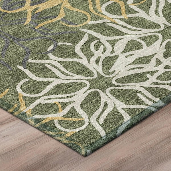 Chantille Machine Washable Indoor/Outdoor Abstract ACN2973 Olive 10 ft. x 14 ft. Area Rug